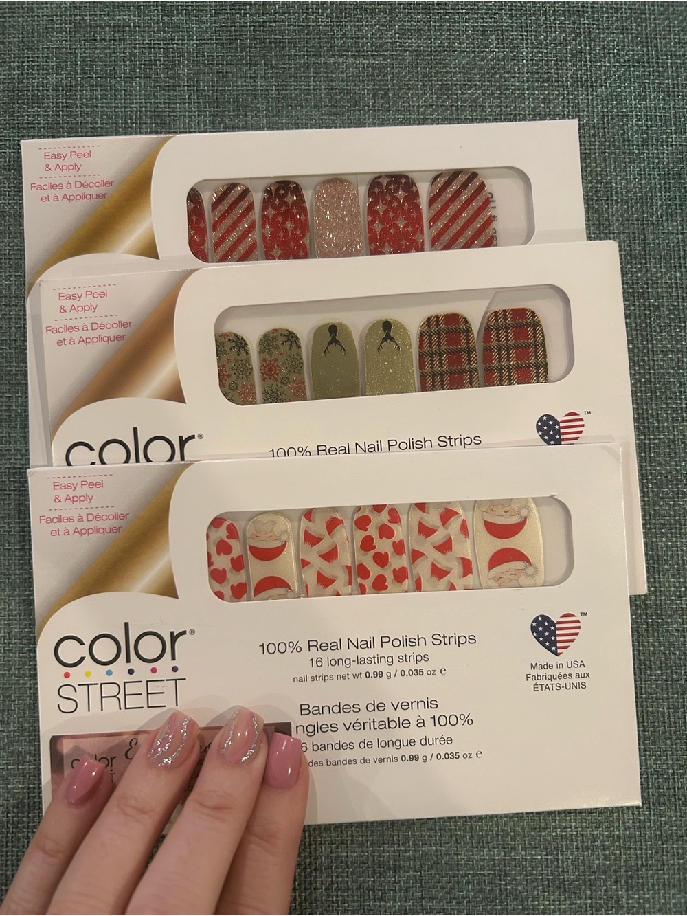 Color Street Christmas Nail Polish Strips Lot 3 NEW Retired Holiday Designs